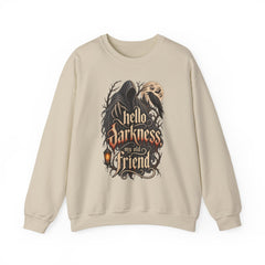 Hello Darkness Crewneck Sweatshirt — Gothic Moon Raven Graphic- Halloween