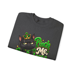 St. Patrick’s Black Cat Sweatshirt  "Pinch Me, Lose a Finger" Graphic Crewneck