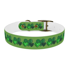 Copy of Dog Collar - Green Leprechaun Hats and Green Hearts Design