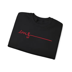 Love Script Crewneck Sweatshirt — Minimal Red Handwritten Design