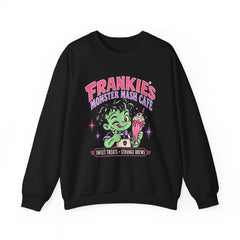 Frankie’s Monstermash Café Sweatshirt — Retro Cute Frankenstein Milkshake Halloween Crewneck