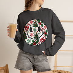 Christmas Smiley Crewneck Sweatshirt — Festive Holiday Smile Graphic