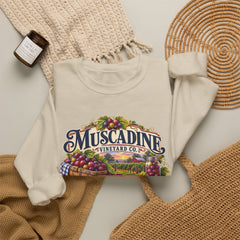 Muscadine Vineyard Crewneck Sweatshirt — Vintage Grape Winery Graphic - Southern Heritage