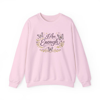 I Am Enough Crewneck Sweatshirt — Floral Butterfly Self-Love Pullover