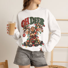 Oh Deer Christmas Sweatshirt — Cute Reindeer Holiday Crewneck