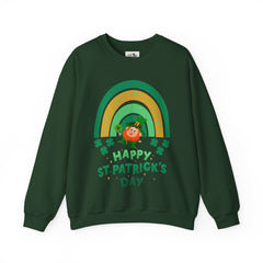 St. Patrick's Day Unisex Crewneck Sweatshirt - Happy Leprechaun Rainbow Design