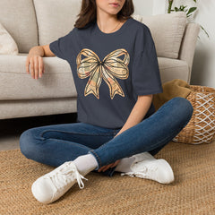 Vintage Newspaper Print Pen & Ink Bow T-Shirt