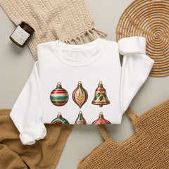 Crewneck Sweatshirt — Vintage Christmas Ornaments Holiday Pullover