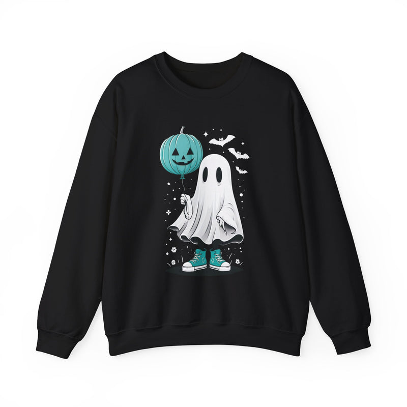 Teal Pumpkin & Ghost Crewneck Sweatshirt, Cozy Fall Apparel, Funny Sweatshirt, Gift for Her, Casual Wear