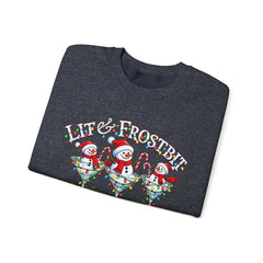 Lit & Frostbit Design | Festive Christmas Martinis, Winter Parties, Snowman Apparel, Christmas Party Sweatshirt