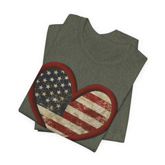 Patriotic Heart Tee - Love USA, American Pride Shirt, 4th of July, Independence Day, Memorial Day, Gift for Her