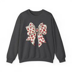 Valentine Heart Bow Sweatshirt — Cute Ribbon Graphic Crewneck