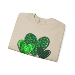 Green Heart Patterns Unisex Heavy Blend Crewneck Sweatshirt | St. Patrick's Day/Christmas