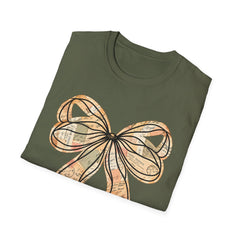 Vintage Newspaper Print Pen & Ink Bow T-Shirt