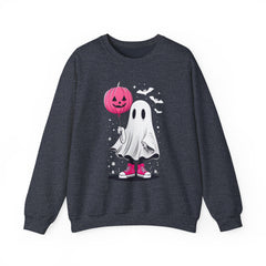 Pink Balloon Halloween Ghost Sweater | Unisex Crewneck Sweatshirt for Cozy Autumn Nights, Halloween Party, Spooky