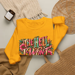 "The Hell I Won’t" Floral Lettering Graphic Crewneck Sweatshirt