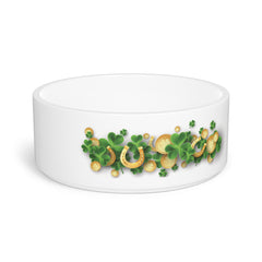 St. Patrick's Day Pet Bowl - Festive Shamrocks, Coins & Horseshoes Design for Dogs and Cats