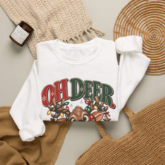 Oh Deer Christmas Sweatshirt — Cute Reindeer Holiday Crewneck
