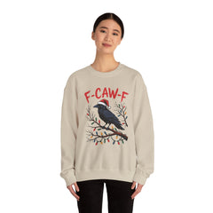 "F-CAW-F" Festive Raven Holiday Christmas Crow Crewneck Gildan Sweatshirt