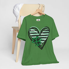 St. Patrick's Day Heart Tee - Unisex Jersey Short Sleeve Shirt with Clover Design