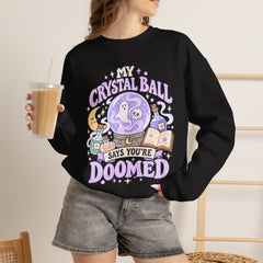Doomed Crystal Ball Crewneck Sweatshirt — Cute Pastel Gothic Fortune-Telling Graphic