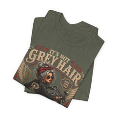 It's Not Grey Hair It's Wisdom Glitter T-Shirt — Vintage Skull & Rose Biker Tee for Women & Men