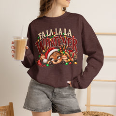 'Fa La La La Whatever' Cute Sleepy Reindeer Christmas Sweatshirt