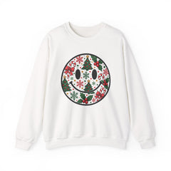 Christmas Smiley Crewneck Sweatshirt — Festive Holiday Smile Graphic
