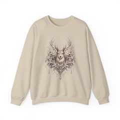 Deer Mandala Crewneck Sweatshirt — Vintage Stag Floral Graphic