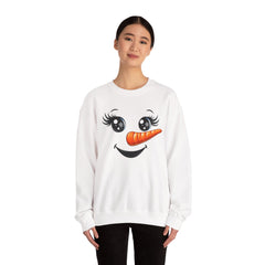 Happy Snowman Crewneck Sweatshirt | Winter Apparel, Christmas Gift, Cozy Sweater, Holiday Clothing, Carrot Nose Design