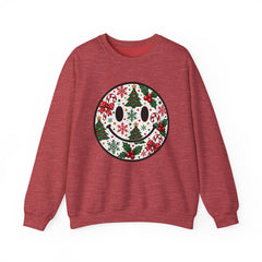 Christmas Smiley Crewneck Sweatshirt — Festive Holiday Smile Graphic