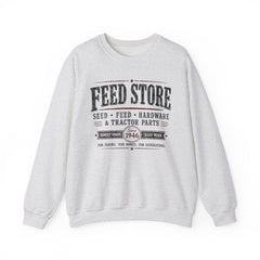 Feed Store Crewneck Sweatshirt — Vintage Farmhouse Seed & Feed Graphic - Southern Heritage