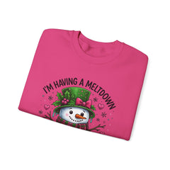 "I'm Having a Meltdown" Beautiful Melting Snowman Christmas Gildan Crewneck
