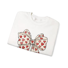 Valentine Heart Bow Sweatshirt — Cute Ribbon Graphic Crewneck