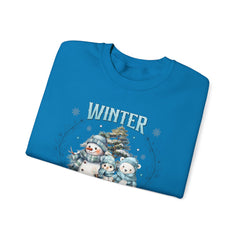 Winter Wonderland with Snowmen - Crewneck Sweatshirt -  Blue Design