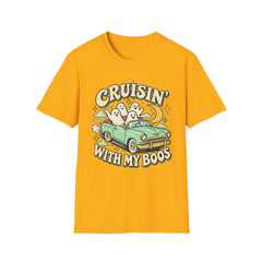 Cruisin' With My Boos T-Shirt — Cute Retro Ghosts Driving Graphic Halloween BP
