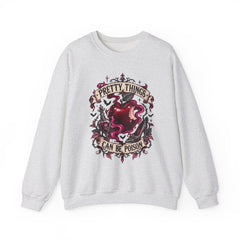 Crewneck Sweatshirt — “Pretty Things Can Be Poison” Gothic Apple Graphic