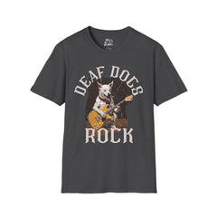 Rockstar Dog Bass Guitar Unisex T-Shirt - Deaf Dogs Definitely Rock on Electric Guitars Design