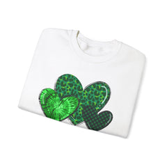 Green Heart Patterns Unisex Heavy Blend Crewneck Sweatshirt | St. Patrick's Day/Christmas