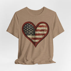 Patriotic Heart Tee - Love USA, American Pride Shirt, 4th of July, Independence Day, Memorial Day, Gift for Her
