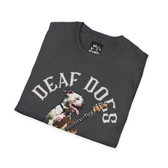 FB Rockstar Dog Unisex T-Shirt - Deaf Dogs Definitely Rock on Electric Guitars Design