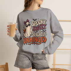 "Spooky Sweet Slightly Unhinged" Halloween Ghost Sweatshirt