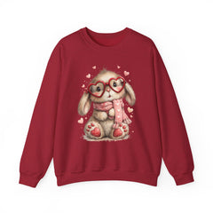 Cute Bunny Sweatshirt — Heart Glasses Bunny Crewneck, Cozy Valentine Pullover
