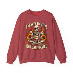 Skeleton Coffee Sweatshirt, Dead Inside But Caffeinated Crewneck, Halloween Gift, Unisex Fall Apparel, Cozy Lounge Wear