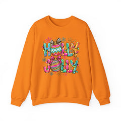 Holly Jolly Crewneck Gildan Sweatshirt — Colorful Christmas Ornament Holiday Sweater
