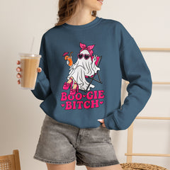 Boo-gie Bitch Ghost Crewneck Sweatshirt — Cute Retro Halloween Graphic