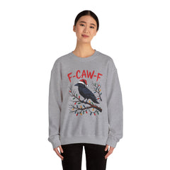 "F-CAW-F" Festive Raven Holiday Christmas Crow Crewneck Gildan Sweatshirt