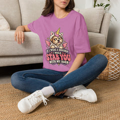 "If I Were a Unicorn I Would Stab You With My Horn" Funny Graphic Tee