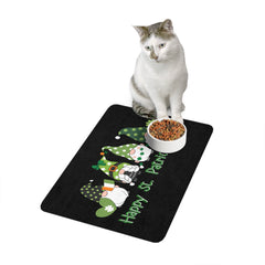 St. Patrick's Day Pet Food Mat - Happy Gnomes Design