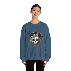 Skeleton King Crewneck Sweatshirt w/Black & Gold Splatter Design